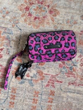 Vera Bradley Hot Pink Leopard Quilted Wristlet